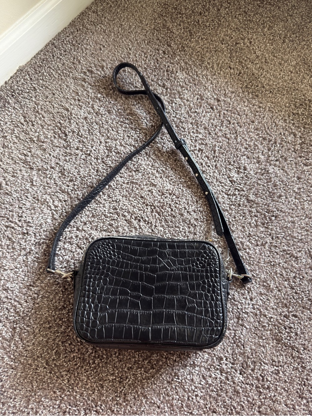 NakedVice Melbourne Croc Leather black cross body purse